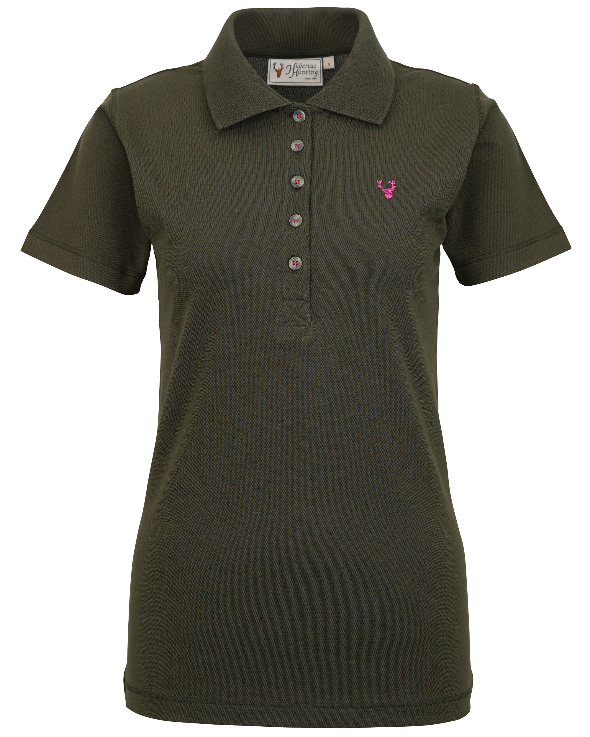 Hubertus Damen-Piqueshirt Kurzarm (oliv/pink)