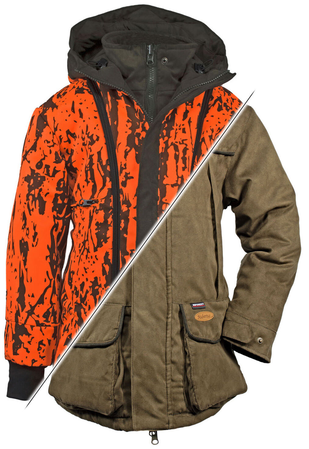 Hubertus Micro Camo Kinder-Wendejacke Janus (oliv/orange)