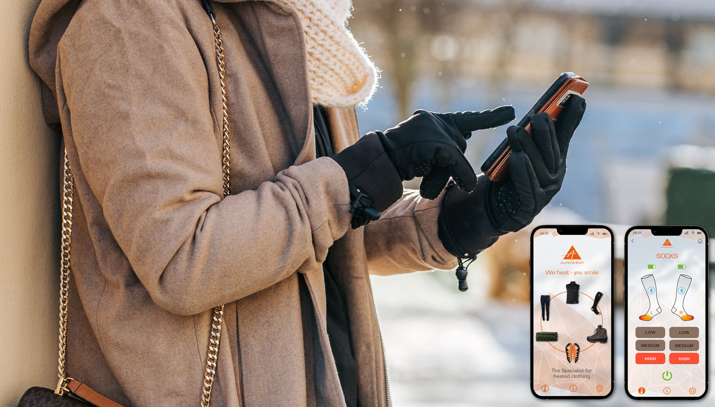 Alpenheat FireWoolSocks Beheizte Socken mit APP (schwarz/grün)