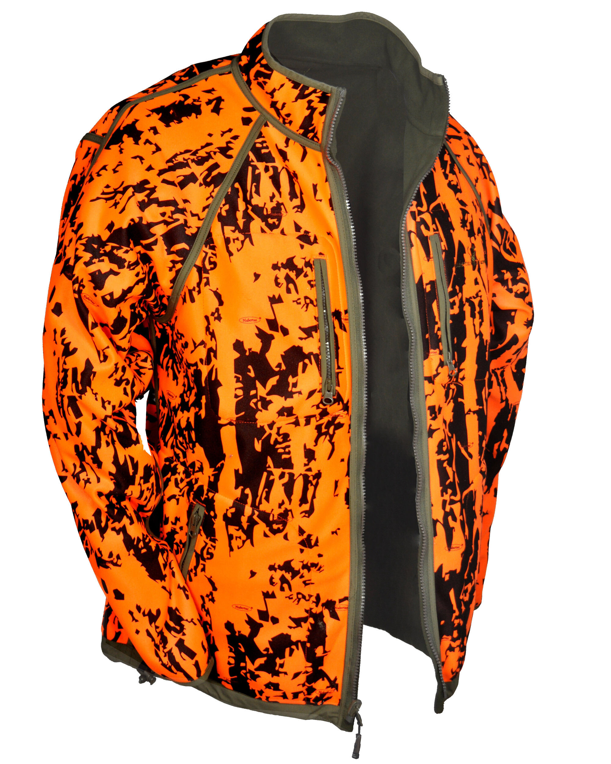 Hubertus Warn-Wende-Fleecejacke Pirsch Camo (oliv/orange)