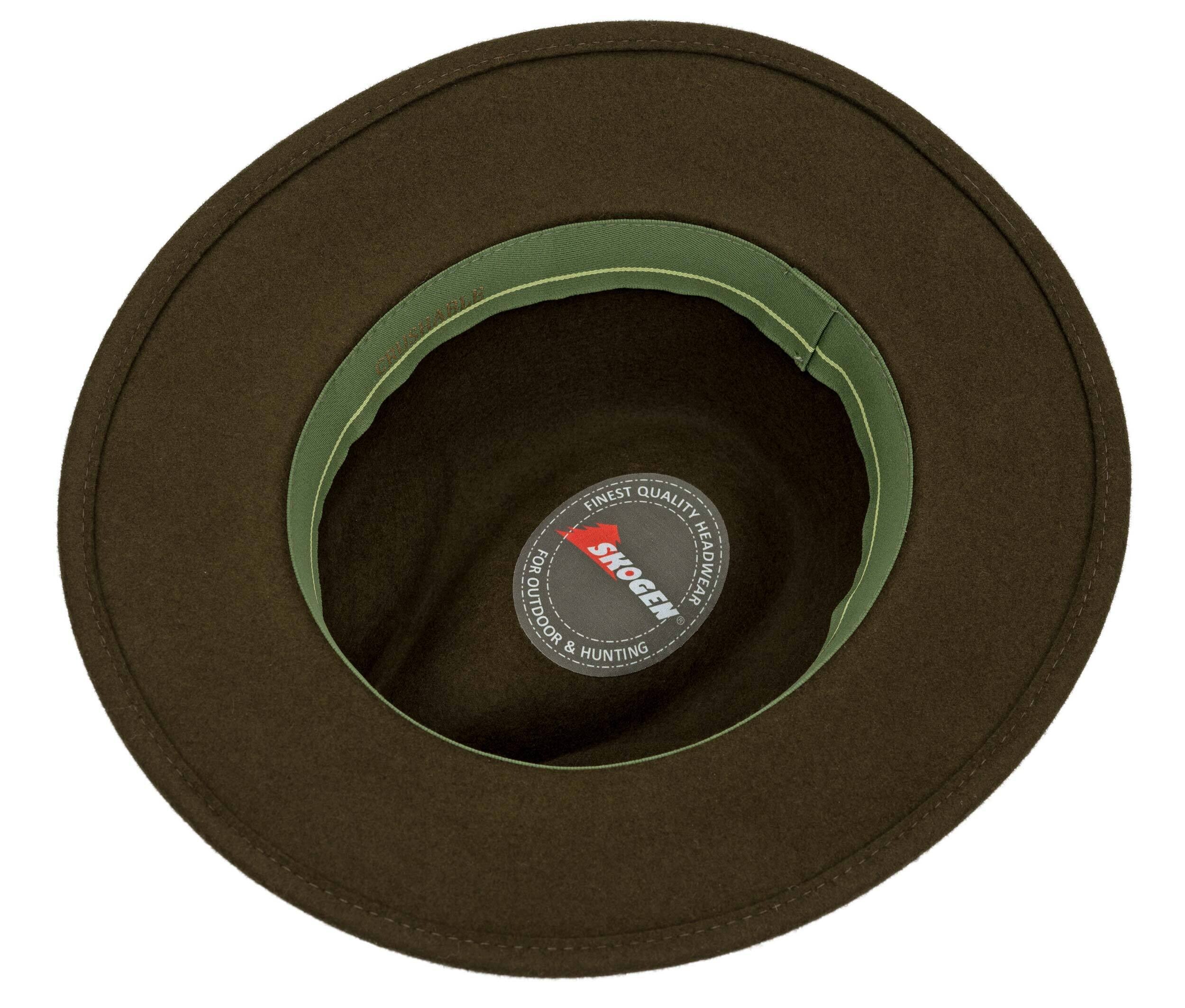 Skogen Wollhut mit Lederband rollbar (oliv) Skogen Wollhut mit Lederband rollbar (oliv)