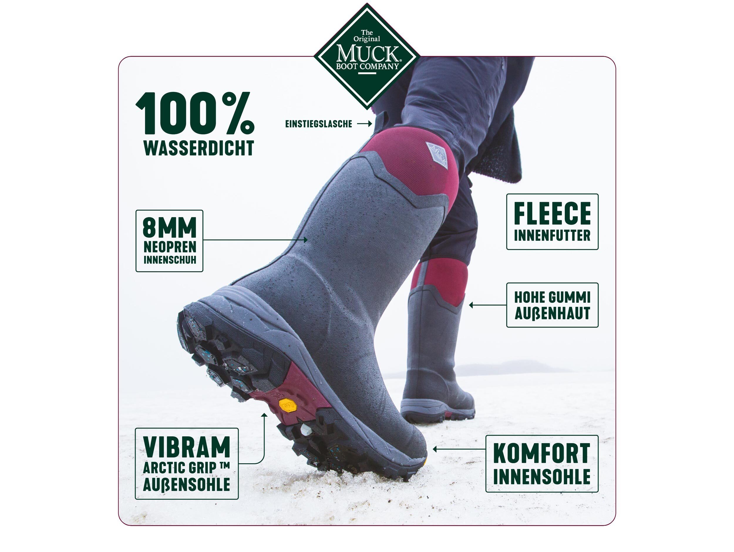Muck Boot Arctic Ice Lady Tall Damengummistiefel (black/maroon) Muck Boot Arctic Ice Lady Tall Damengummistiefel (black/maroon)