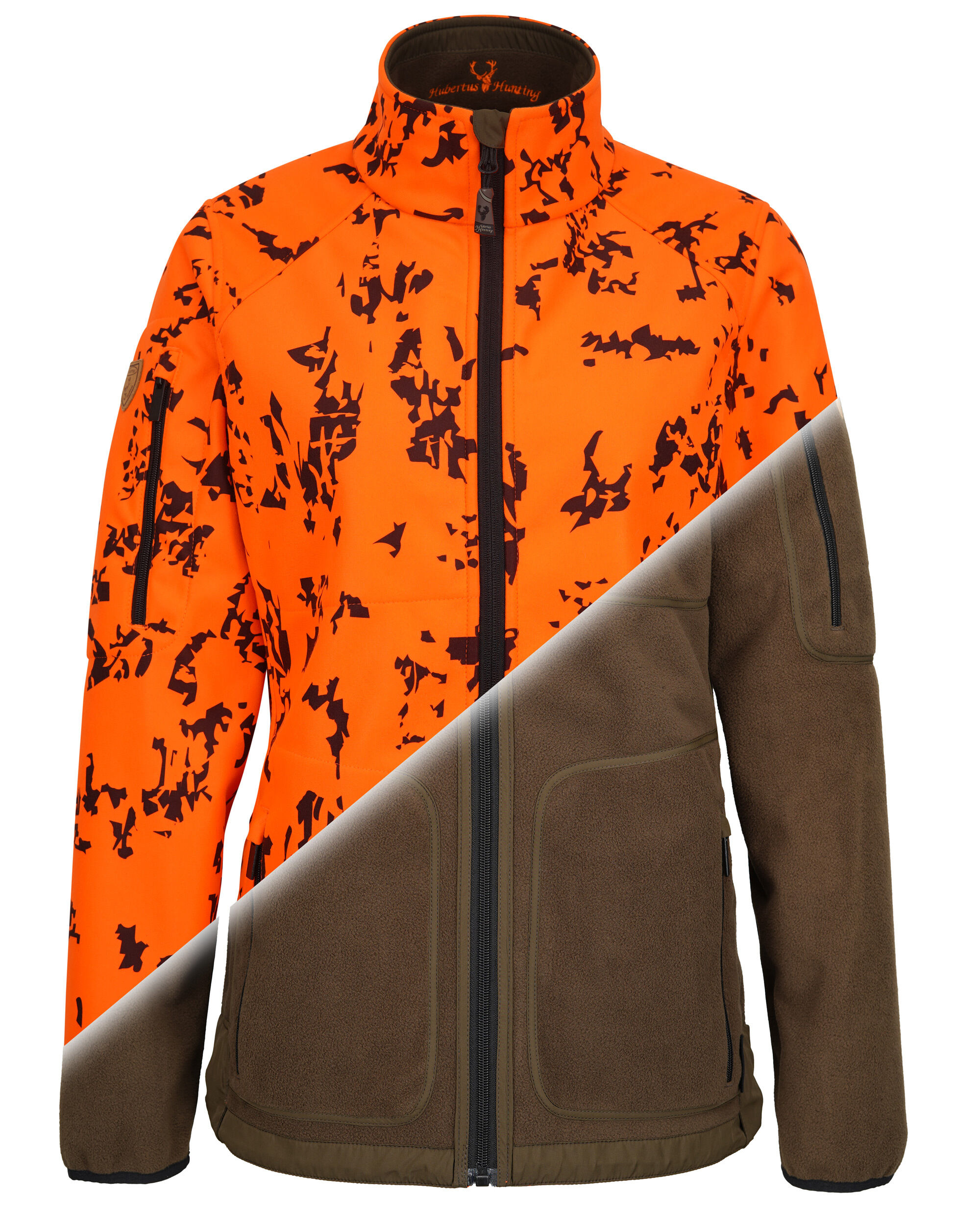 Hubertus Damen-Warnwendefleecejacke Pirsch 2 (oliv/orange)
