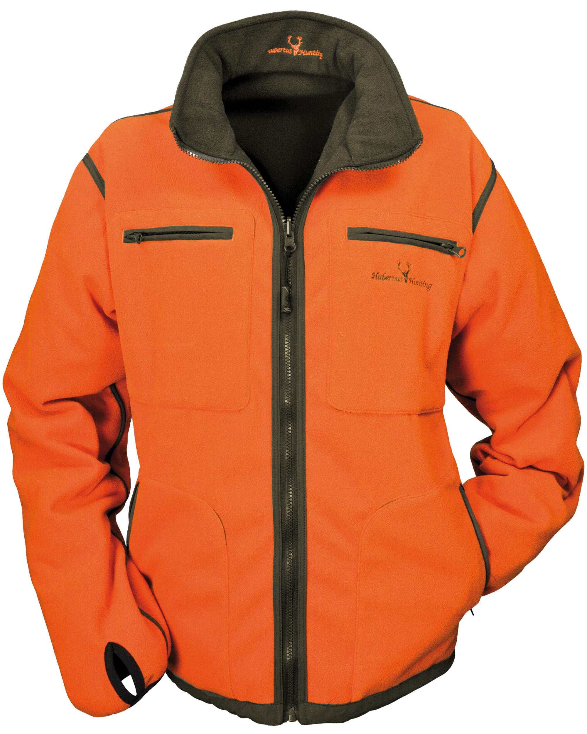 Hubertus Warn-Wende-Fleecejacke Windblocker (orange/oliv)