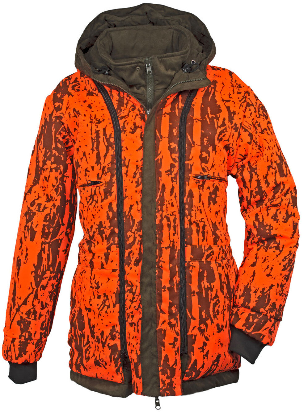 Hubertus Ladies Fashion Micro Camo Wendejacke Janus (oliv/orange)