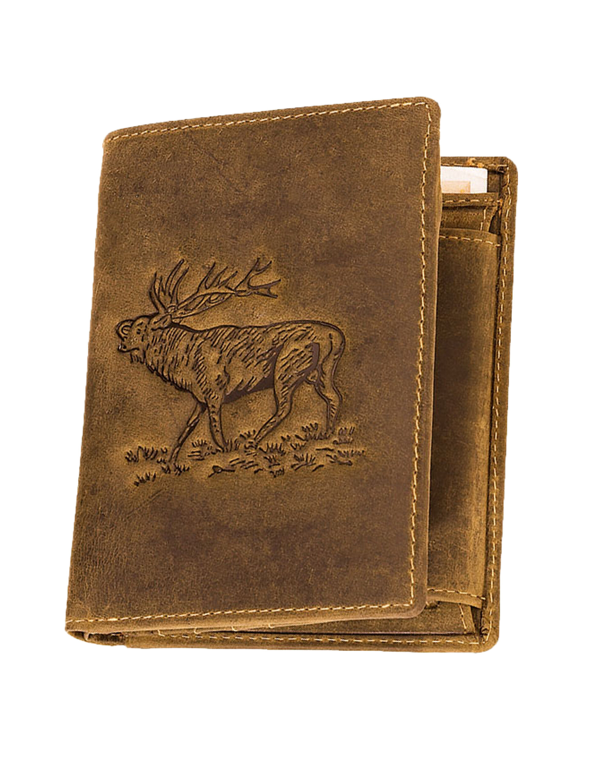 AKAH Geldbörse Hochformat Hirschprägung (braun)