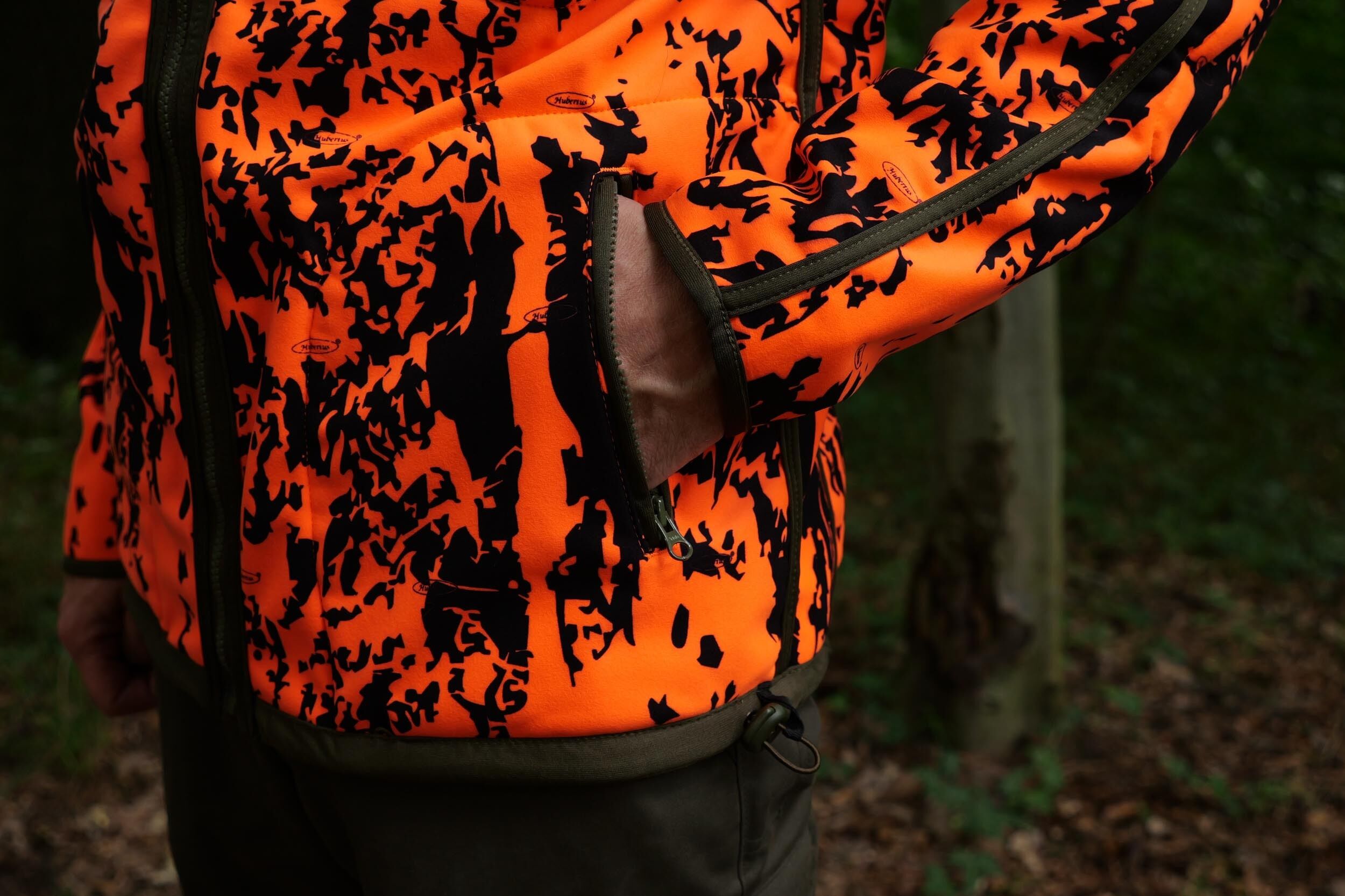 Hubertus Warn-Wende-Fleecejacke Pirsch Camo (oliv/orange)