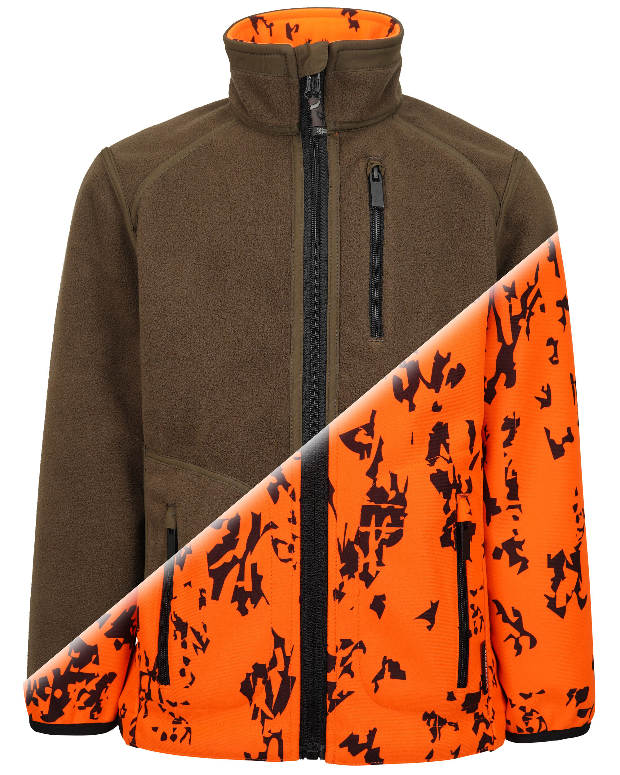 Hubertus Kinder-Warnwendefleecejacke Pirsch 2 (oliv/orange)