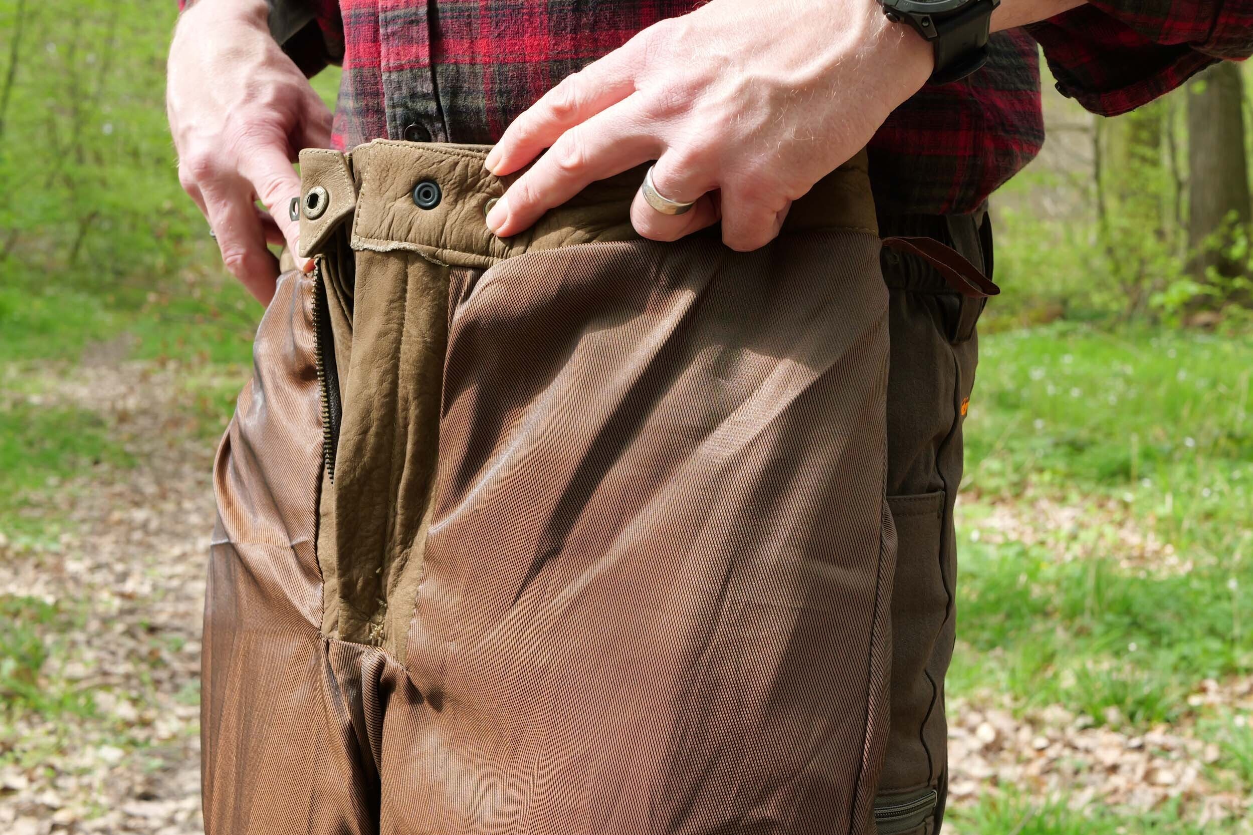 Hubertus Jagdhose Leder Trapper (oliv)