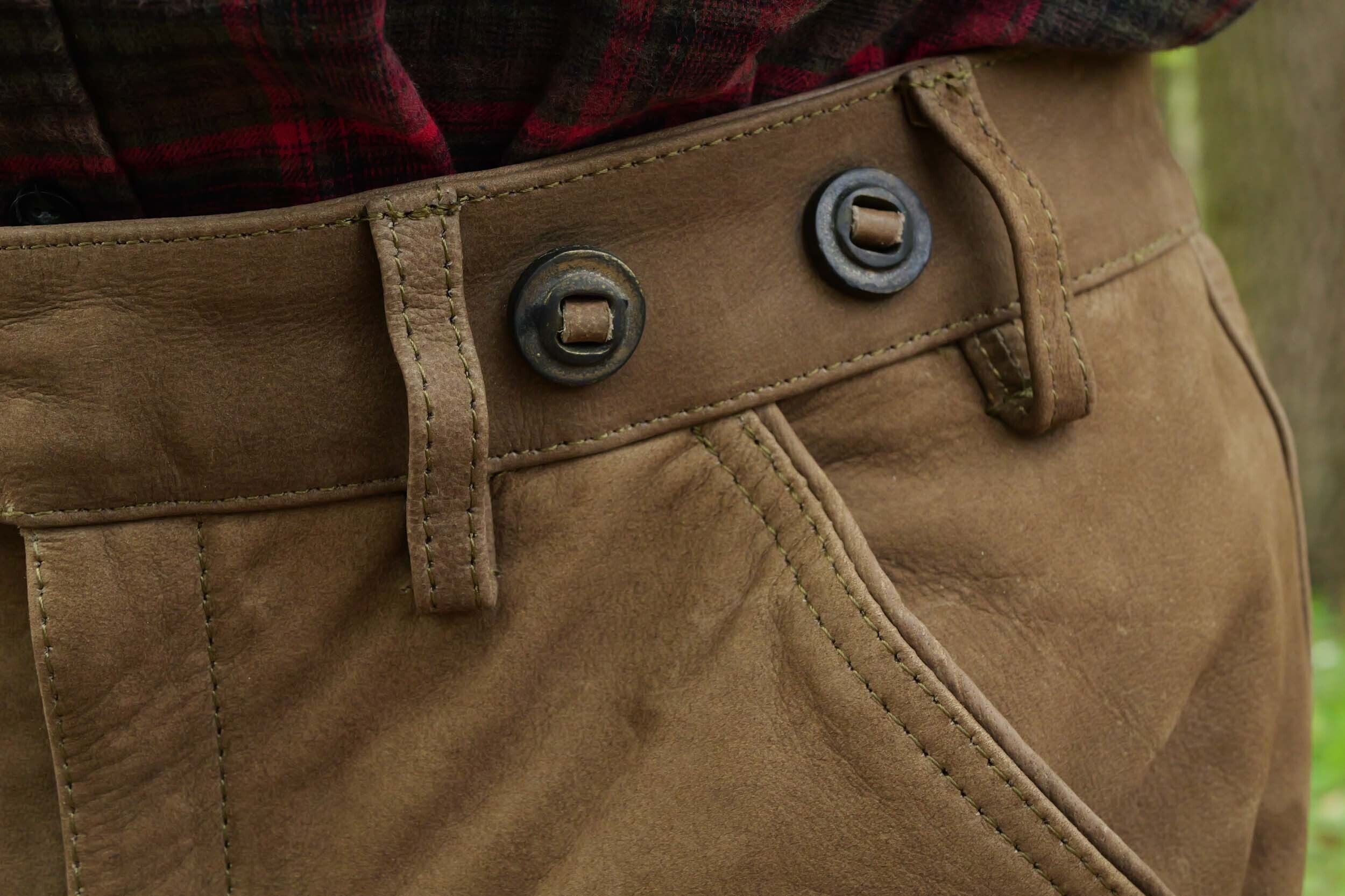 Hubertus Jagdhose Leder Trapper (oliv)