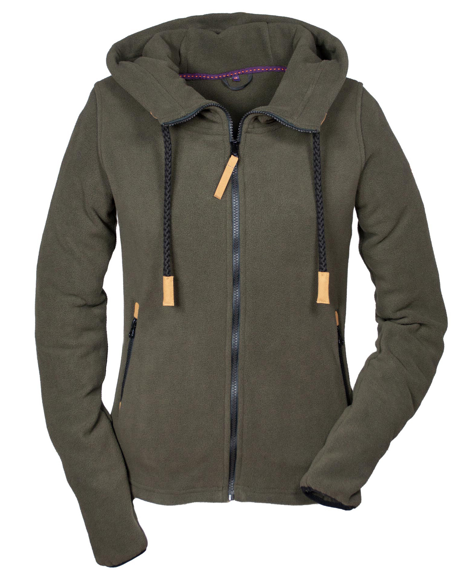 Hubertus Ladies Fashion Fleece-Hoody (Reißverschluss, oliv/braun)