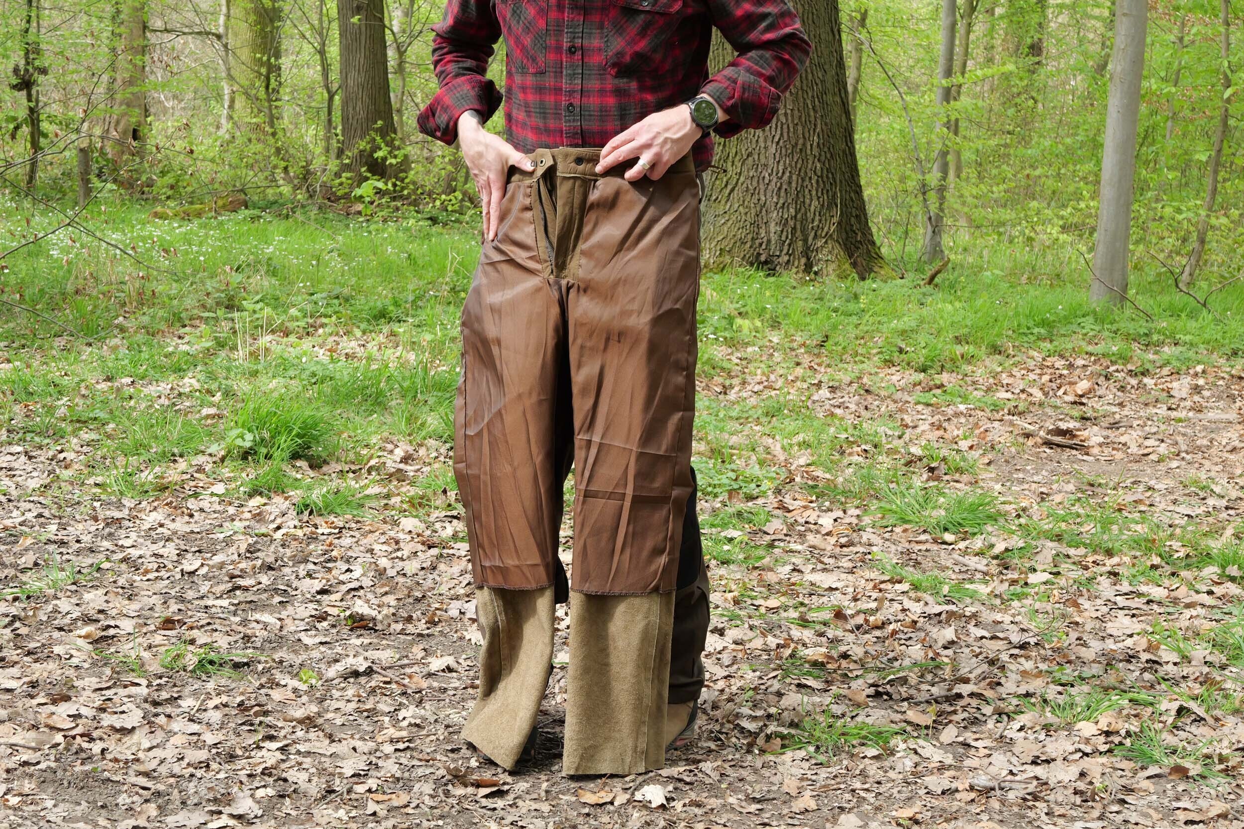Hubertus Jagdhose Leder Trapper (oliv)