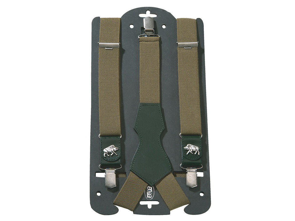 Hosenträger mit Leder (Motiv Sau)