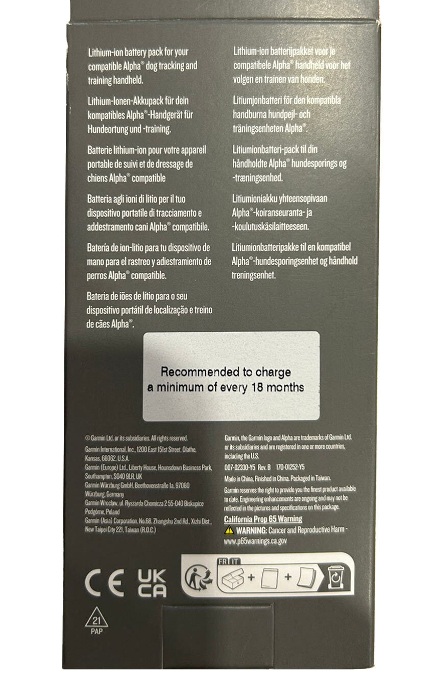 Garmin Ersatzakku für Alpha 100 und Atemos 100 Garmin Ersatzakku für Alpha 100 und Atemos 100
