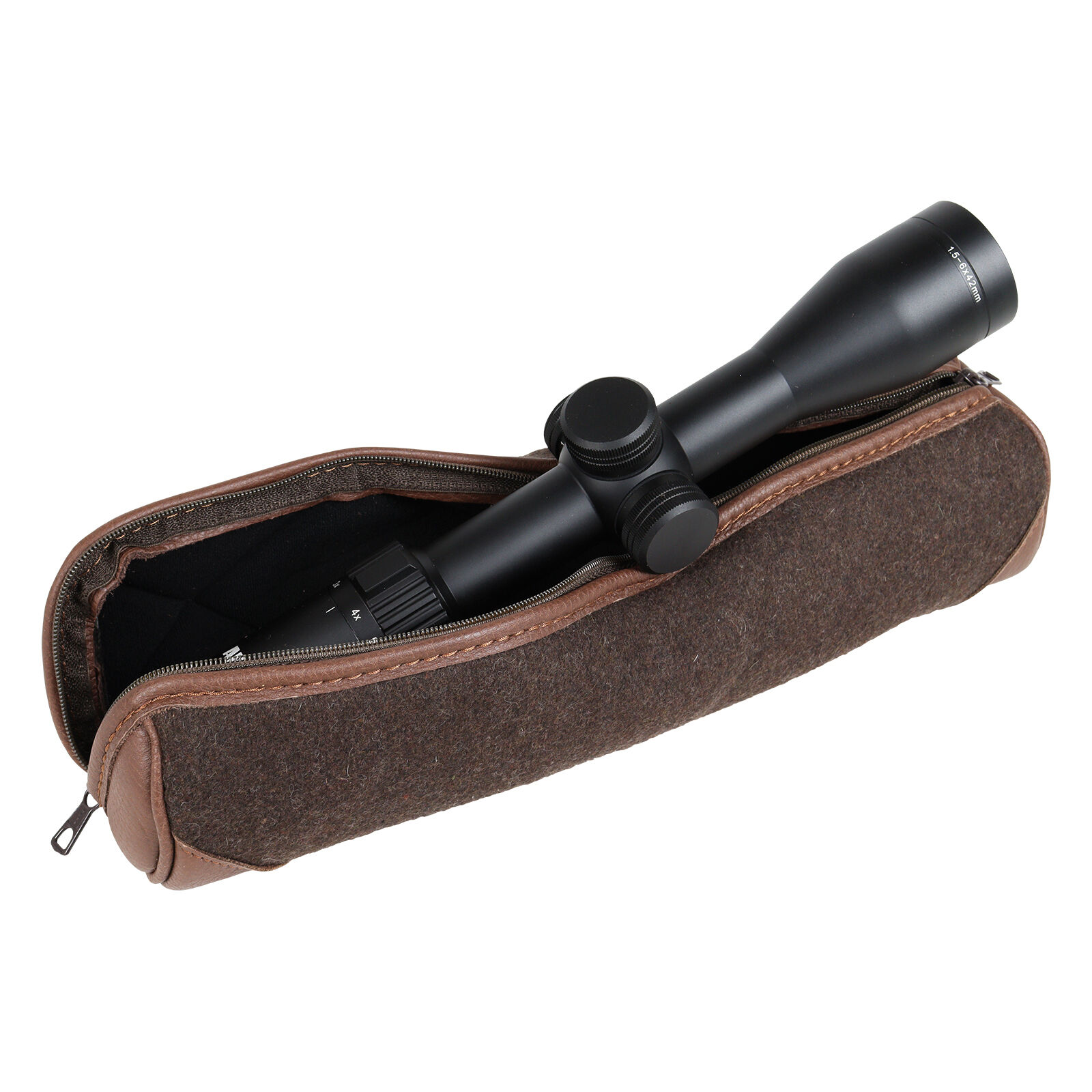 AKAH Zielfernrohrtasche Loden-Elchleder (braun)
