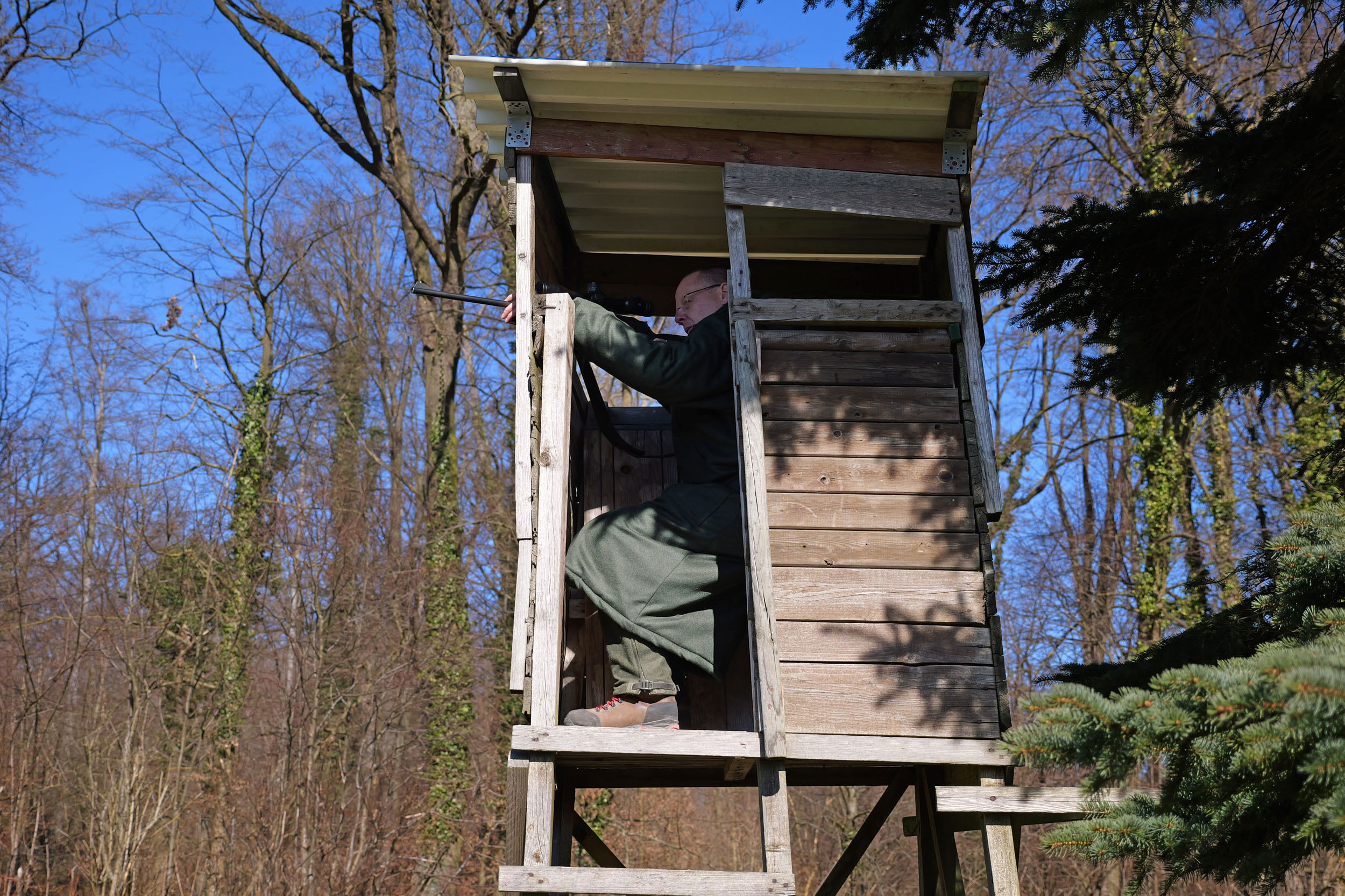 Hubertus Loden-Ansitzmantel Forest (oliv)