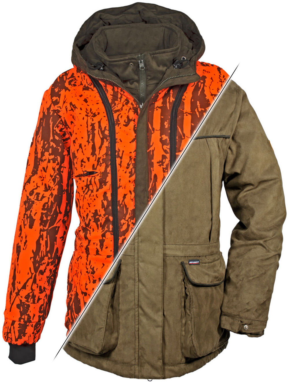 Hubertus Ladies Fashion Micro Camo Wendejacke Janus (oliv/orange)