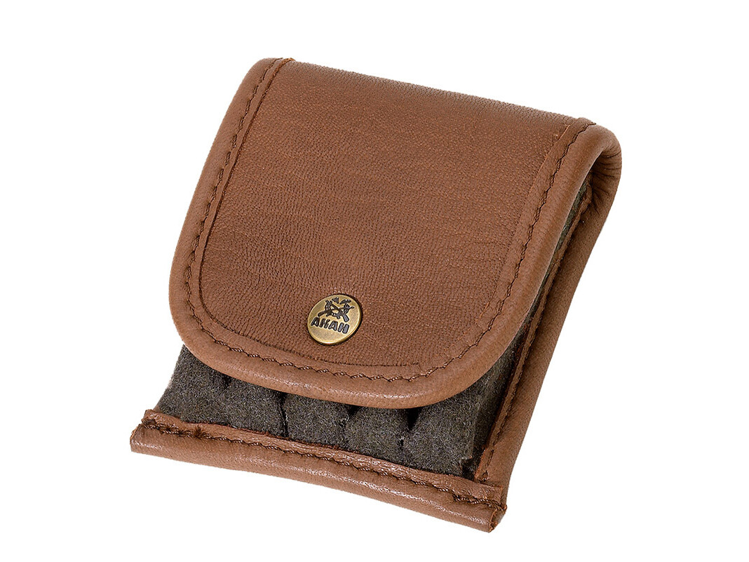 AKAH Patronenetui Elchleder mit Loden (5 Kugelpatronen)
