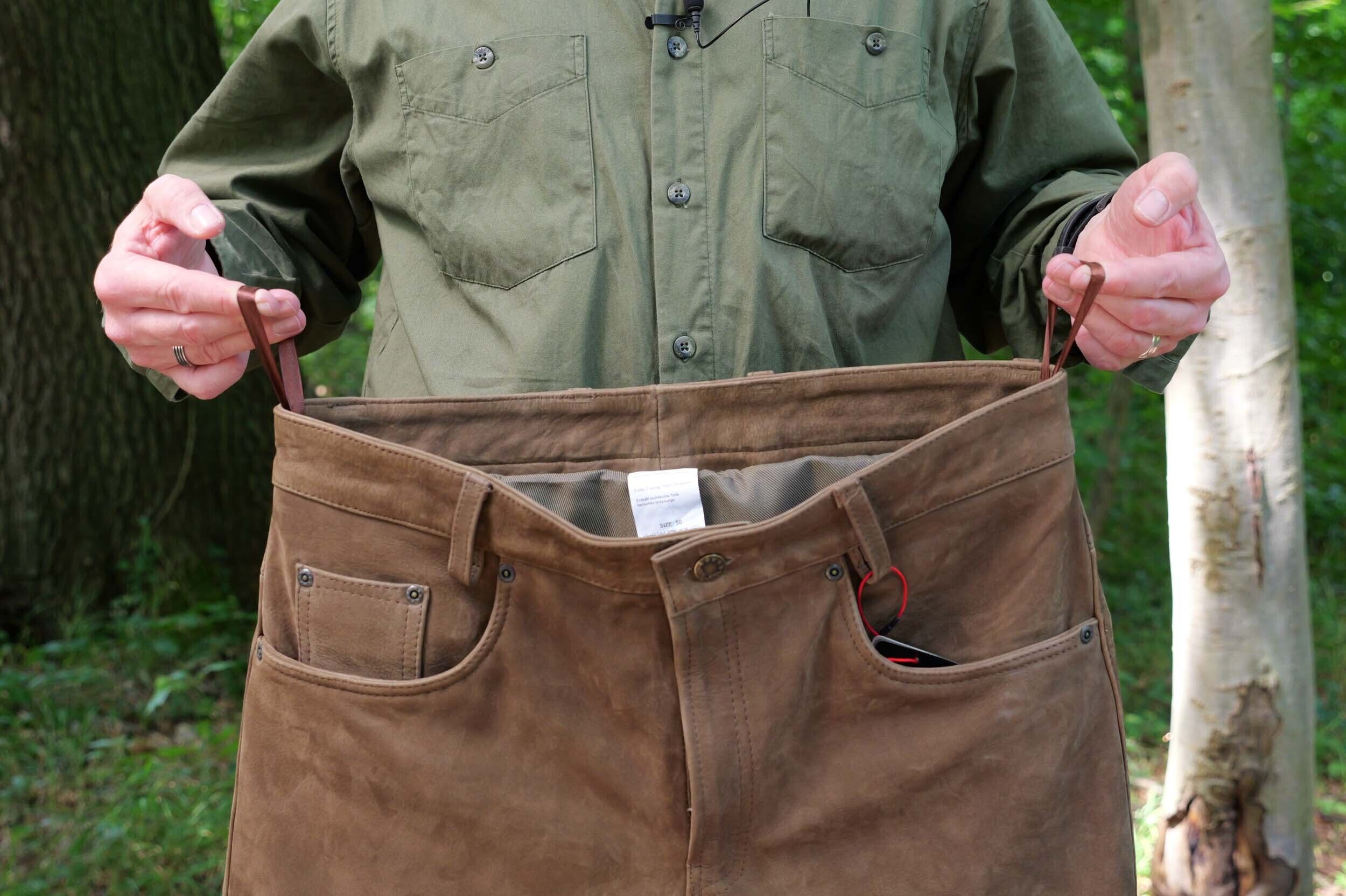 Hubertus Five-Pocket Lederhose Trapper (oliv)