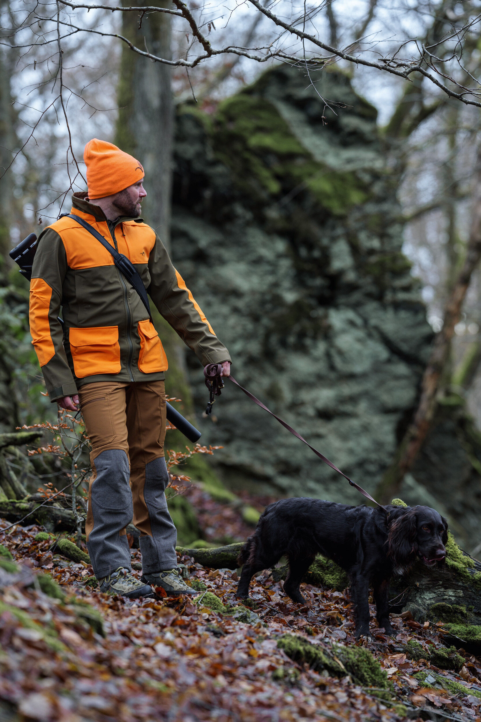 Blaser Tackle Softshelljacke (dunkel oliv/blaze orange)