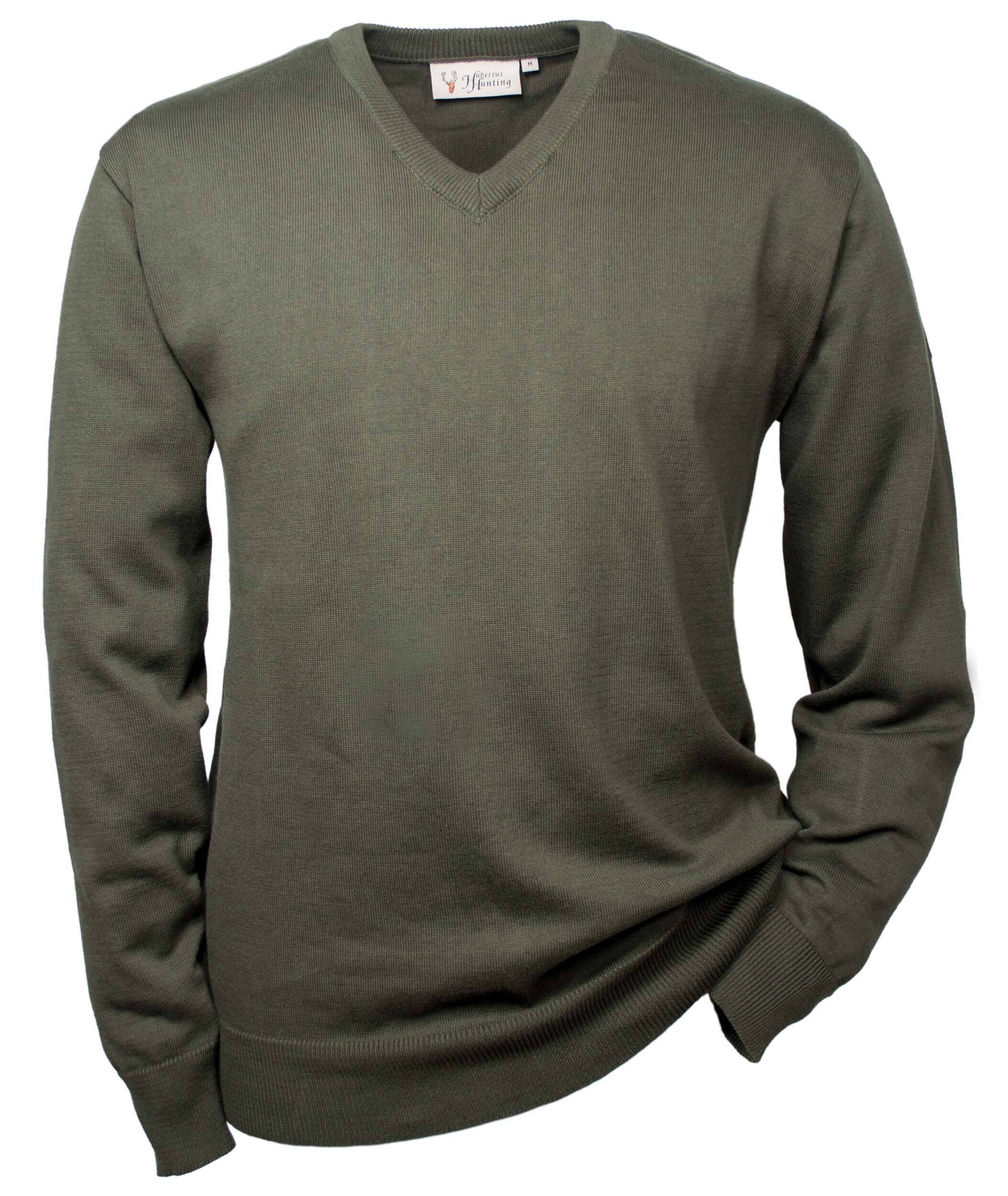 Hubertus Pullover V-Ausschnitt (dunkeloliv)