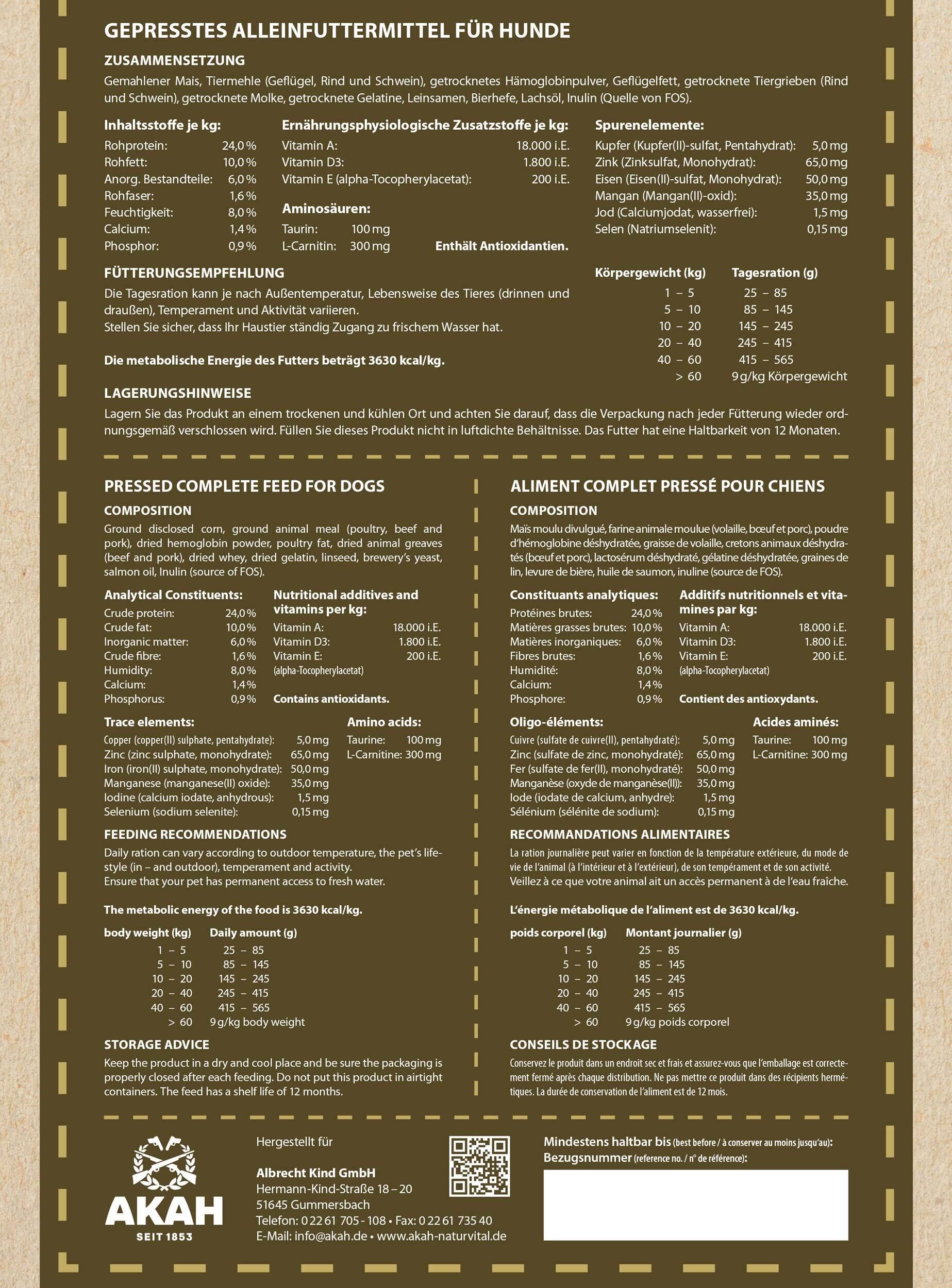 AKAH NaturVital Trockenfutter Standard (12 kg) AKAH NaturVital Trockenfutter Standard (12 kg)