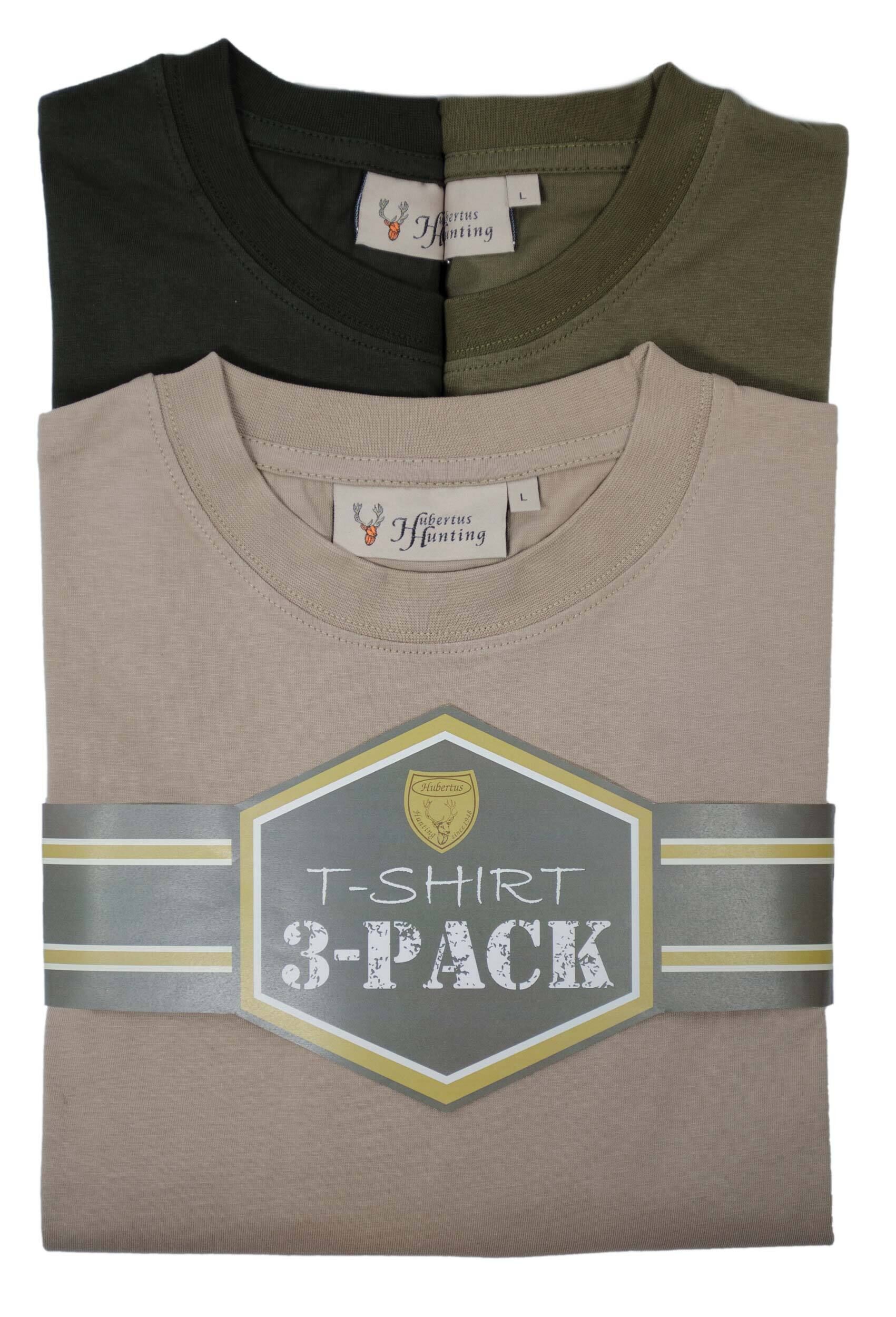 Hubertus T-Shirt 3er-Pack (oliv/schilf/beige)