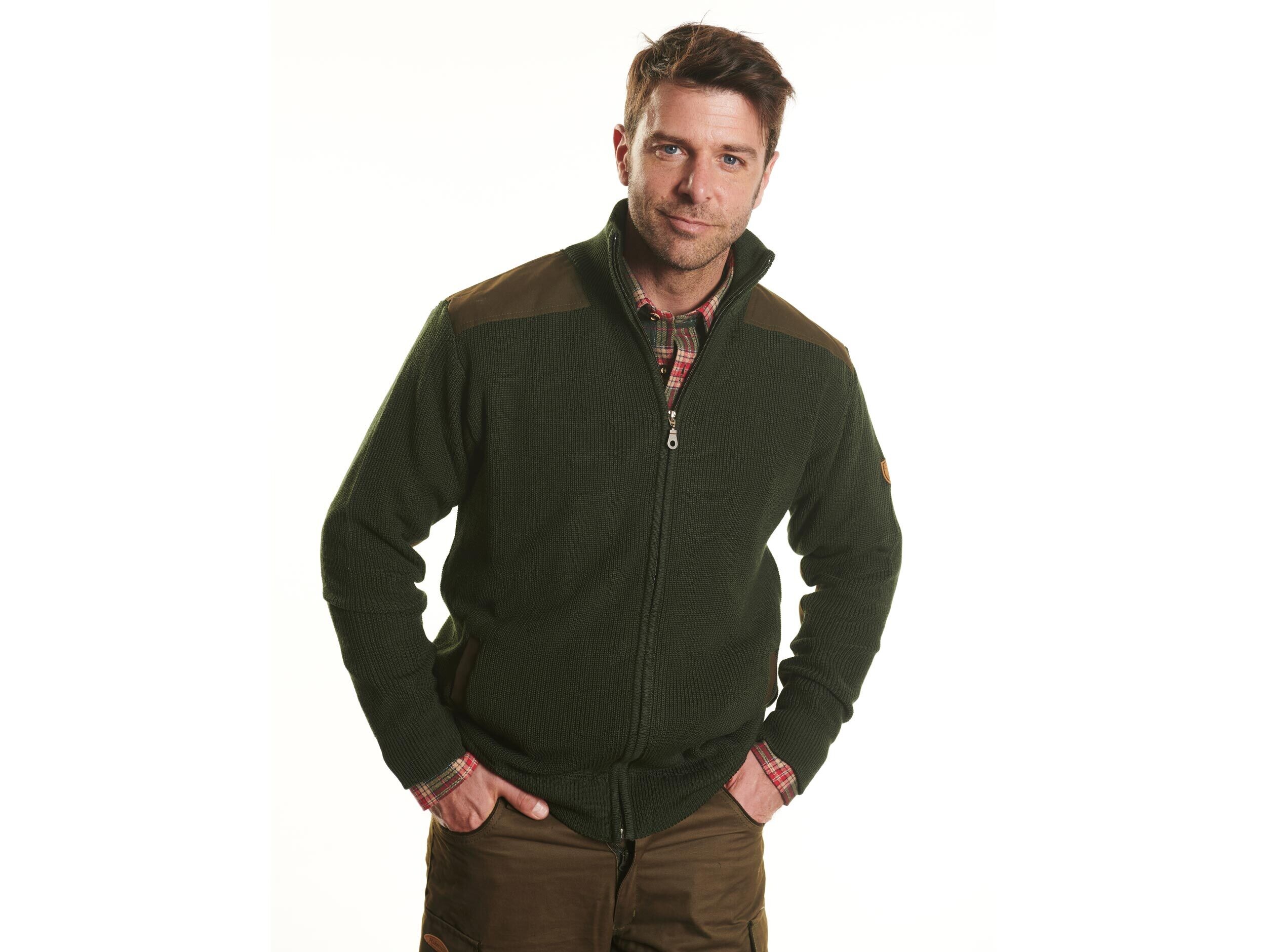 Hubertus Jagd-Strickjacke (oliv)