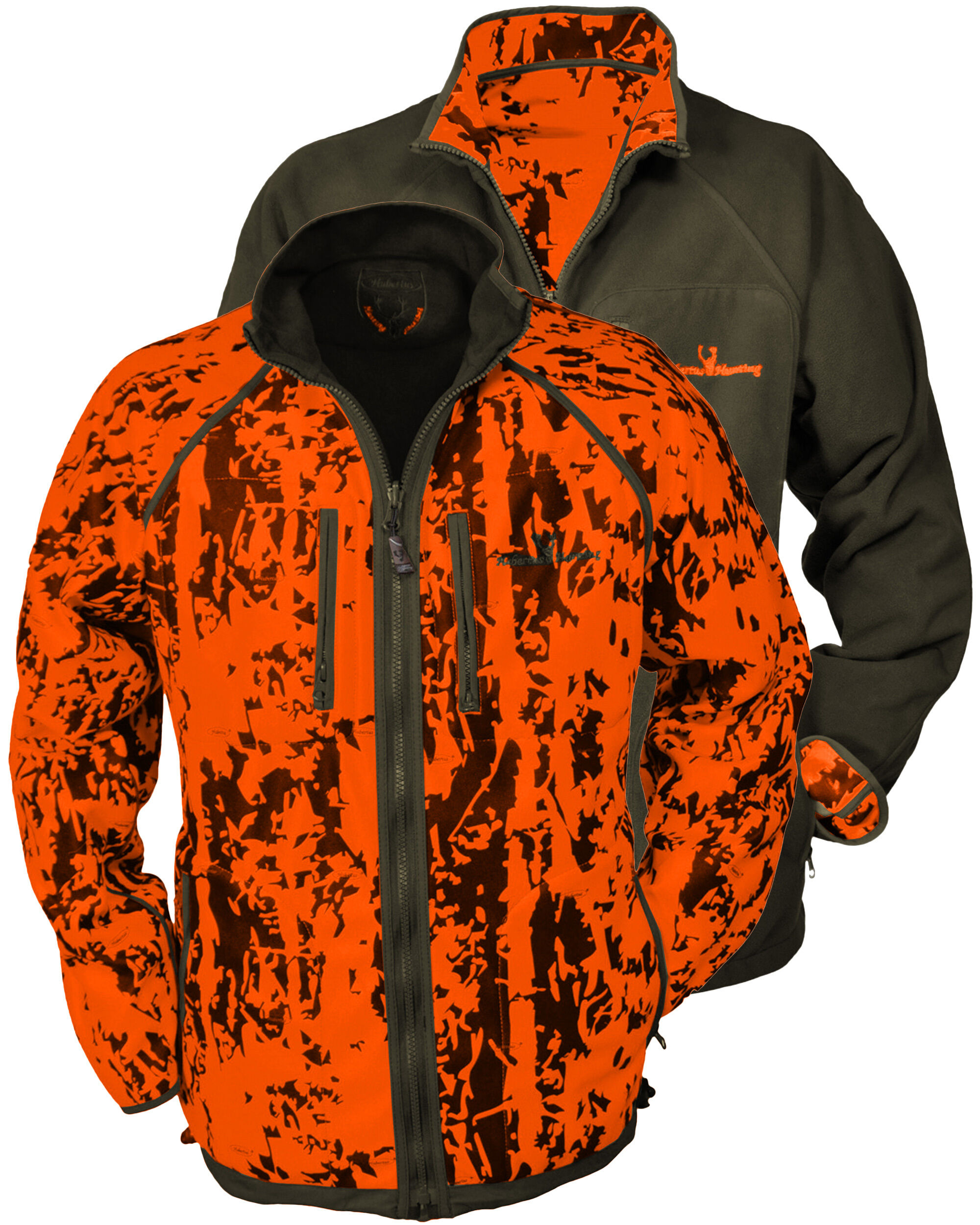 Hubertus Warn-Wende-Fleecejacke Pirsch Camo (oliv/orange)