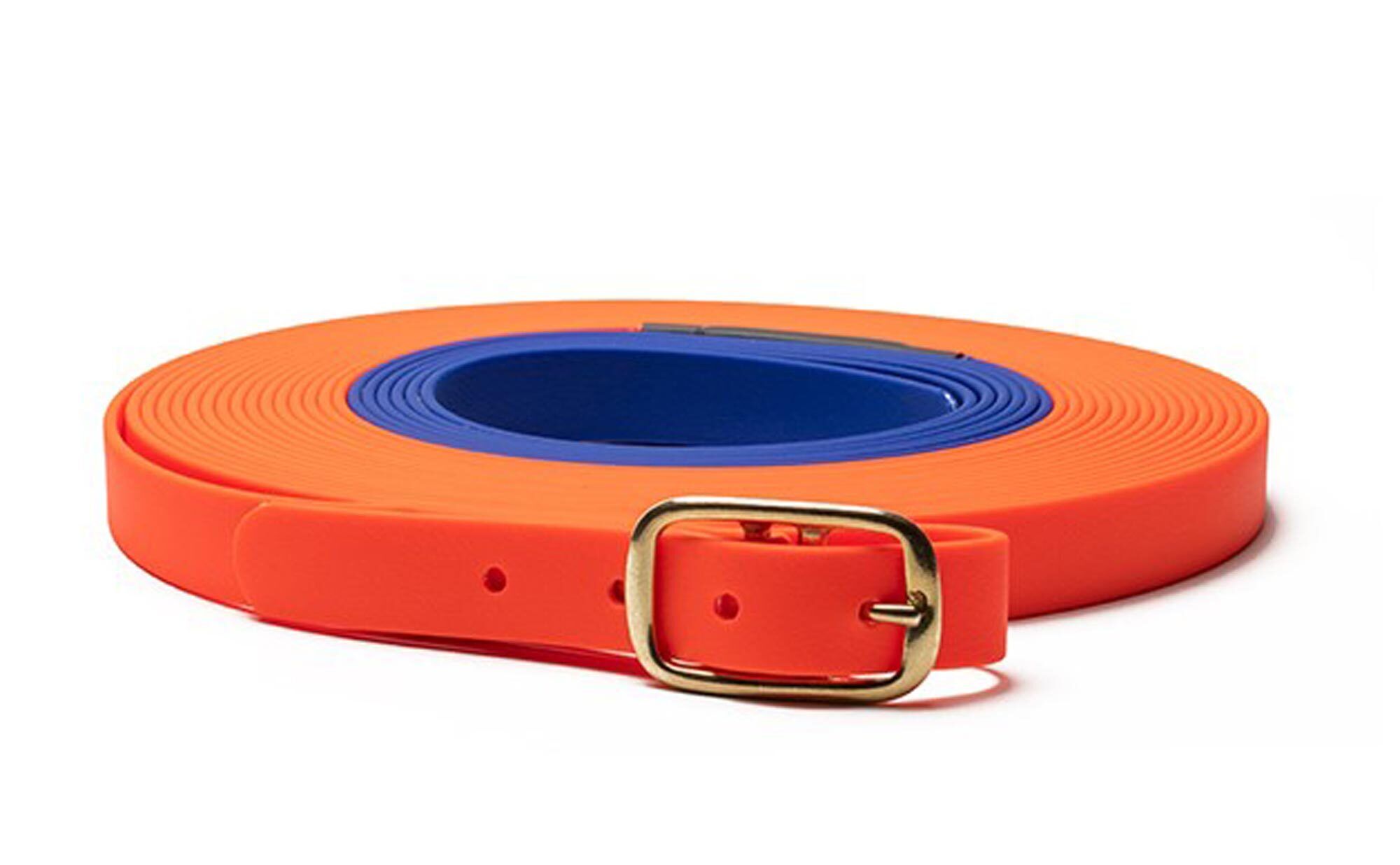 Mystique Schweißriemen Biothane Messing deluxe 16mm (orange-blau) Mystique Schweißriemen Biothane Messing deluxe 16mm (orange-blau)