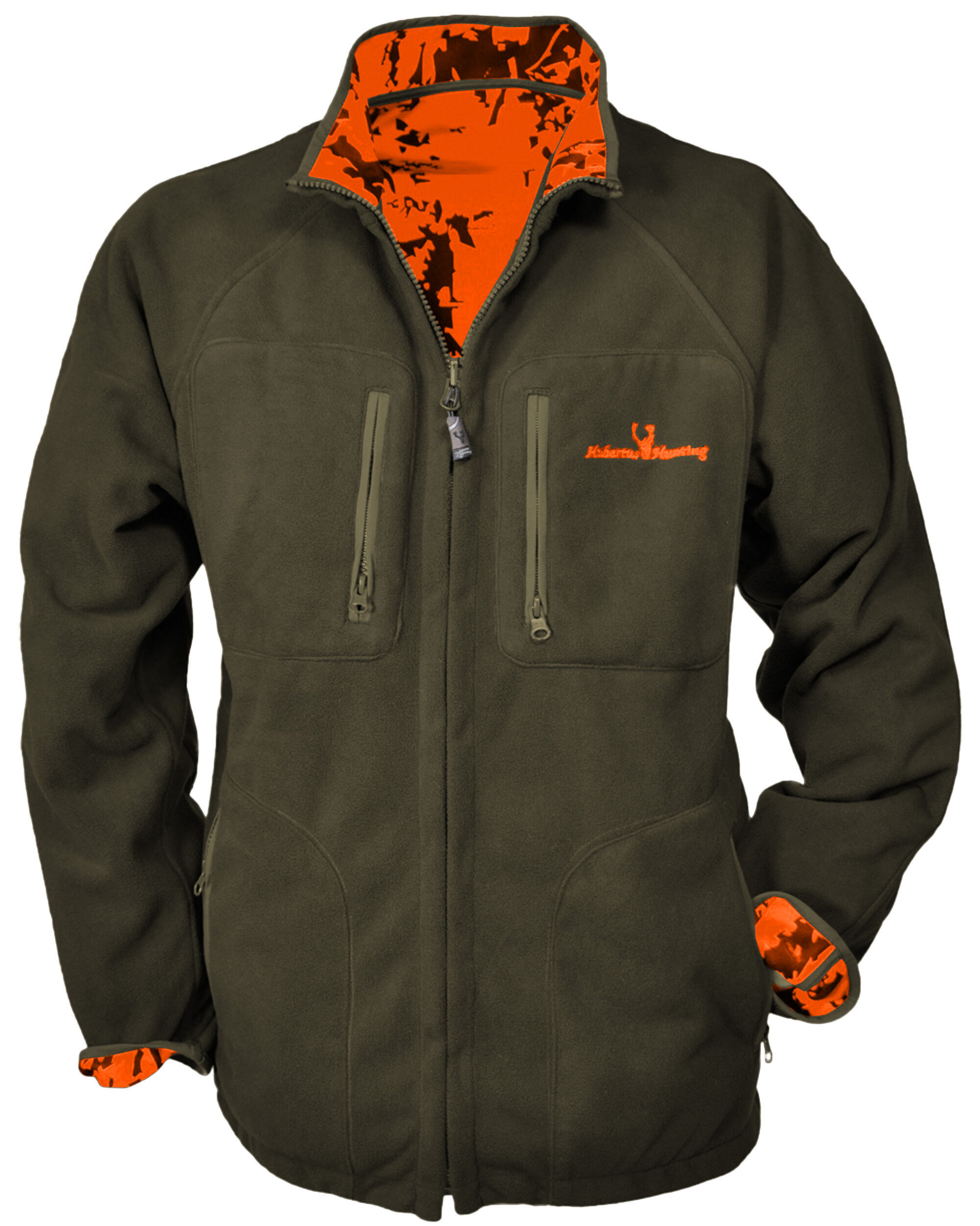 Hubertus Warn-Wende-Fleecejacke Pirsch Camo (oliv/orange)