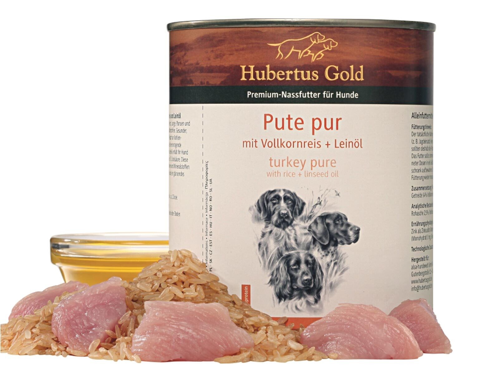Hubertus Gold Nassfutter Pute pur (6 Dosen)